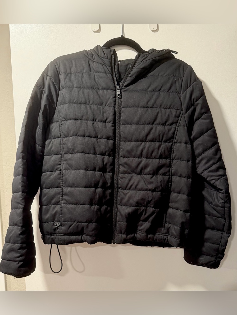 girlfriend collective Black Quilted Hooded Puffer Jacket